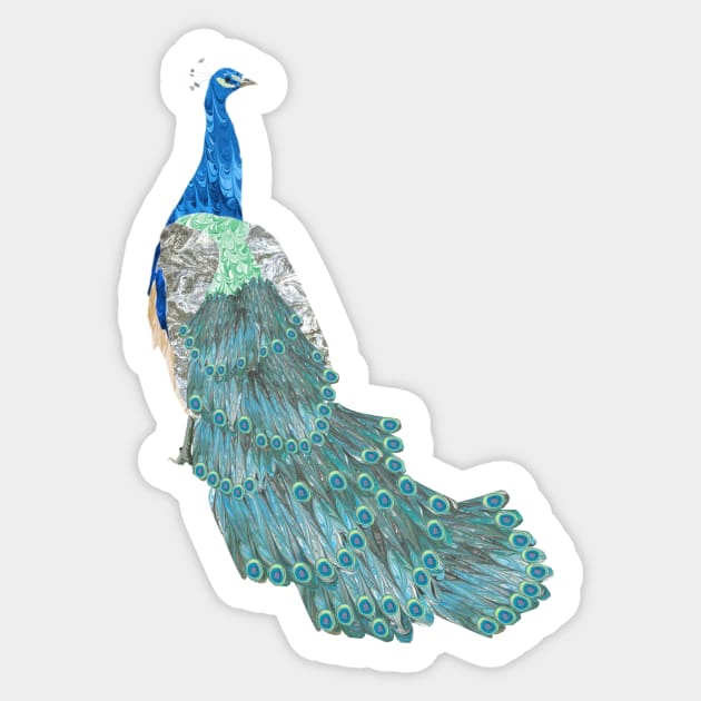 Peacock Marbled Paper Collage Sticker by MarbleCloud